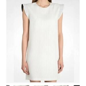 Armani Exchange White Flutter Sleeve Stripe Dress Sz 8
